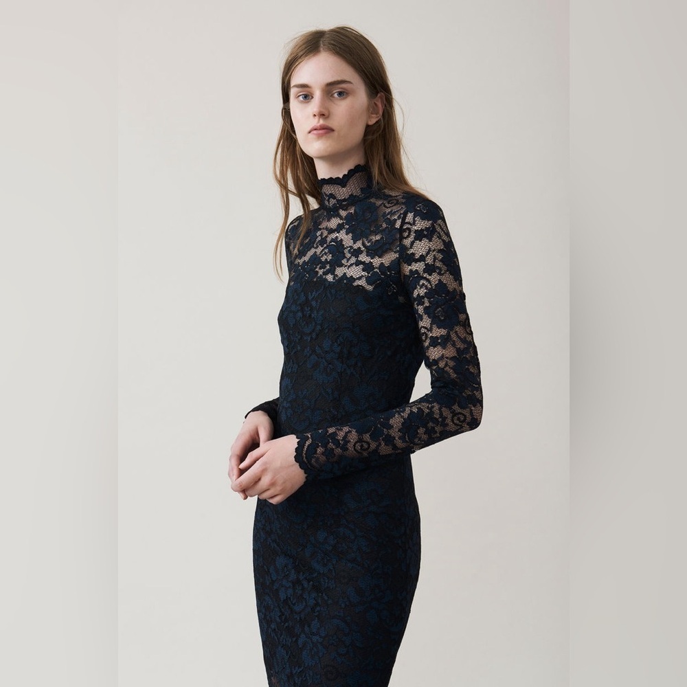 Ganni Elegant Navy Lace Dress Size 6 - Picture 2 of 15